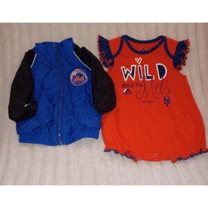 MLB New York Mets Baby Girls Jacket and Romper Bundle Size 3-6 Months Fan Gear